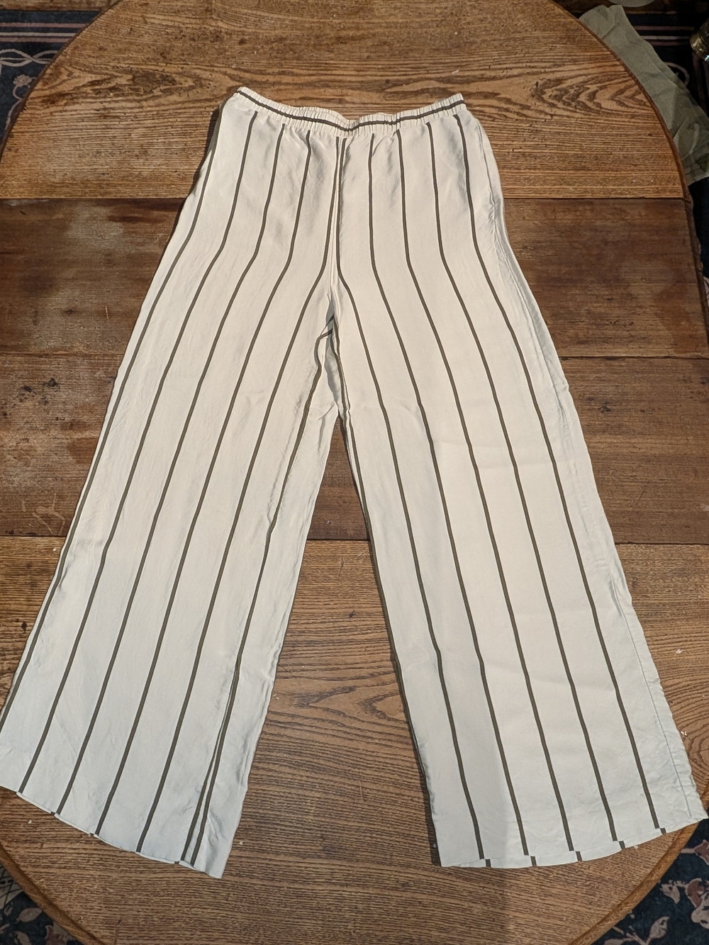 Antonio Melani Striped Wide Leg Pants Cream Ivory Medium